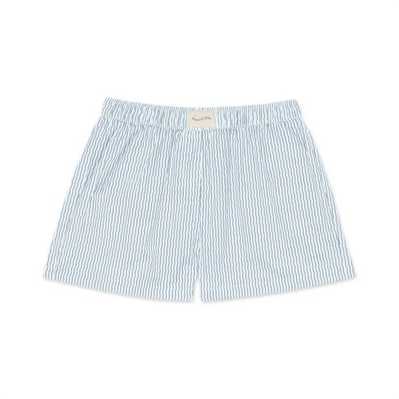 NEW MUSEUM OF PEACE & QUIET men's wordmark poplin boxer in baby blue
